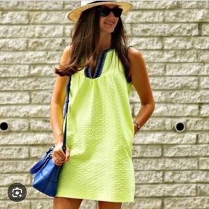 J. Crew Neon Yellow and Navy Shift Dress